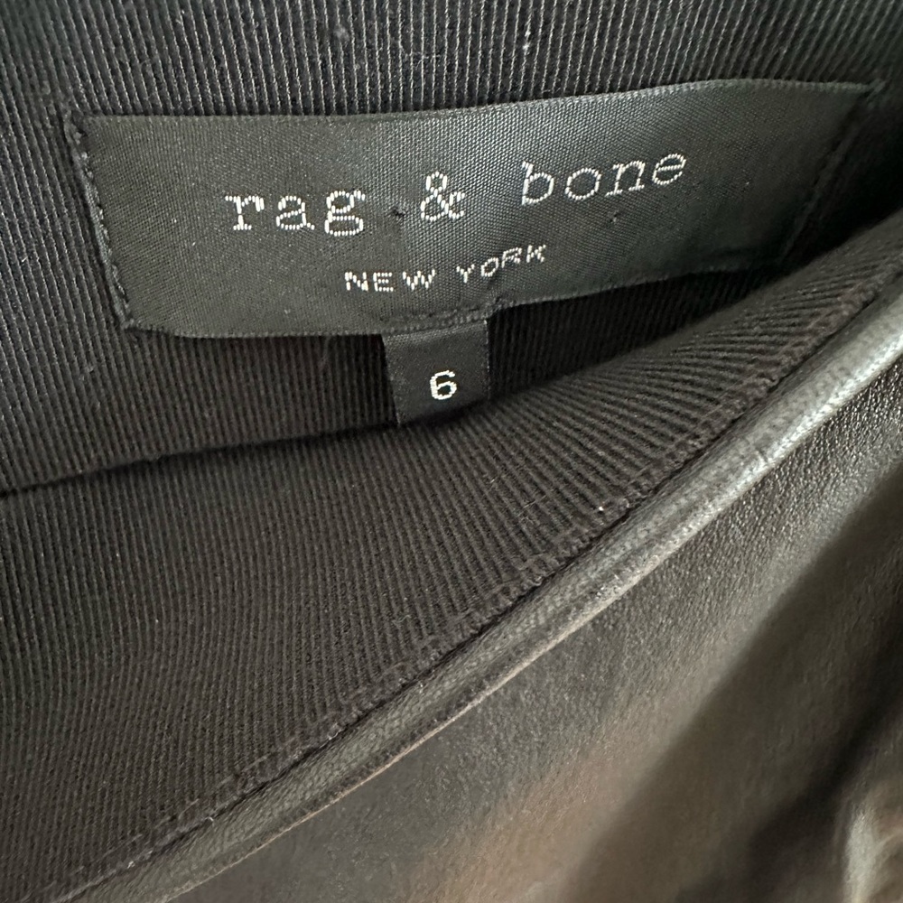 Rag & Bone Black Leather Leggings w/ Gold Zippers - Picture 2 of 7